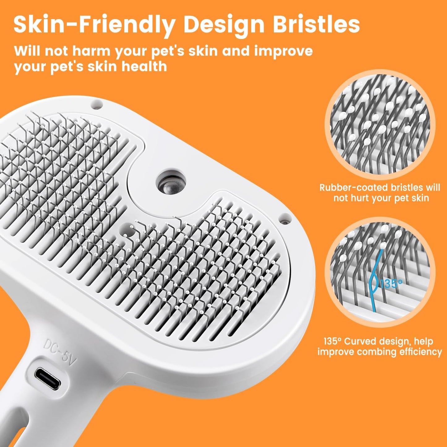 3 In 1 Cat Steam Brush, Pet Steam Brush For Cat Dog Long Short Haired, Pet Spray Hair Removal Comb For Small Animals Shedding & Grooming, Water Mist Spray Brushes With Release Button